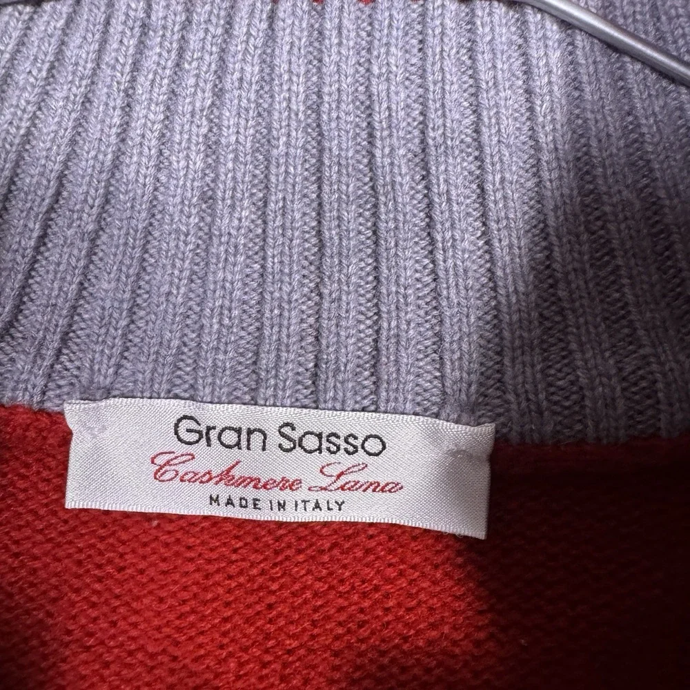 Gran Sasso Sweater Mens XL Wool Cashmere 1/4 Zip Pullover Jumper Italy Knit